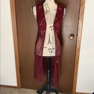 Burgundy crochet vest